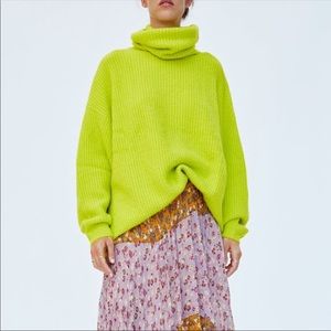 Zara neon oversized turtleneck sweater